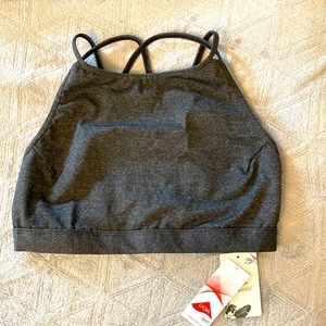 Liquido Sports Bra, Size XL charcoal gray cross back detail NWT.